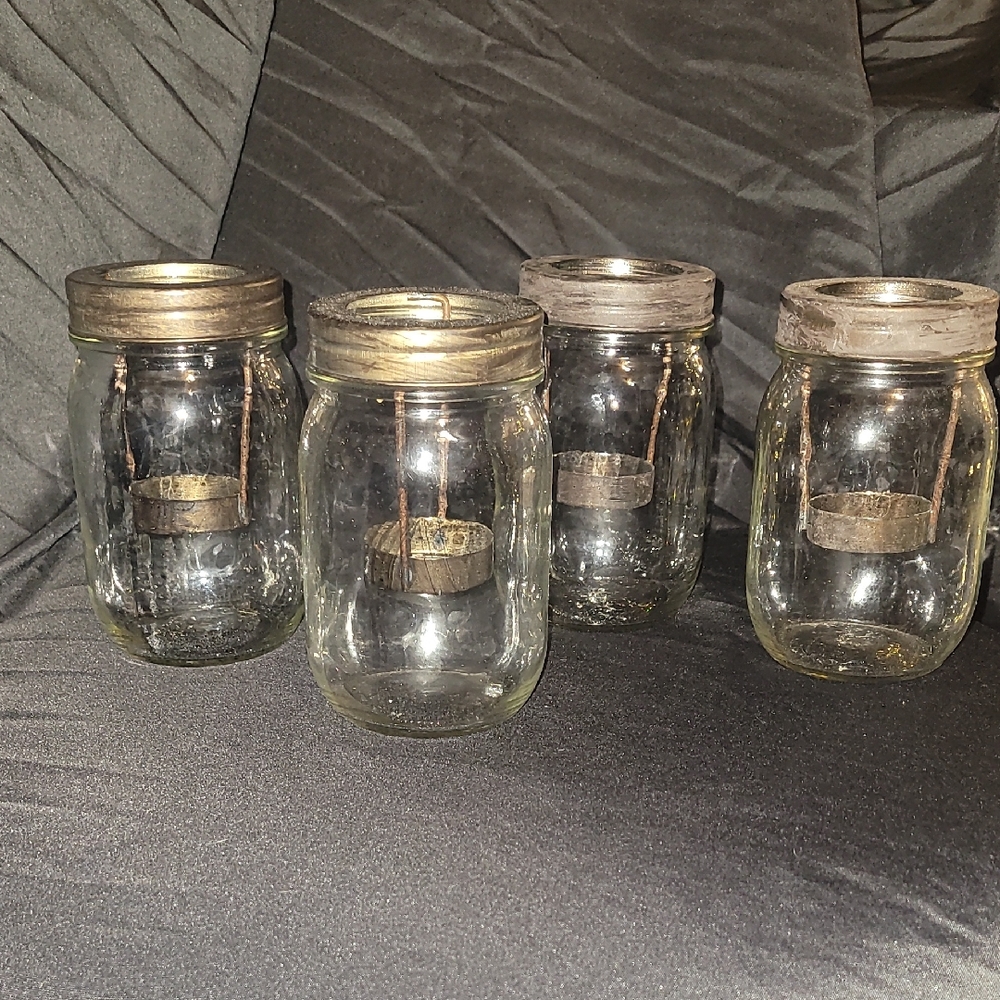 Rustic Glass Mason Jar Candle Holders